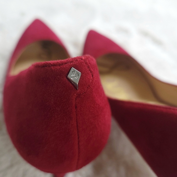 Sam Edelman Hazel Deep Red Magenta Suede Leather Pumps - Picture 8 of 14